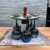 soporte para botella de vino y 6 copas - resina epoxi - fabricado a mano - pydecoracion.com